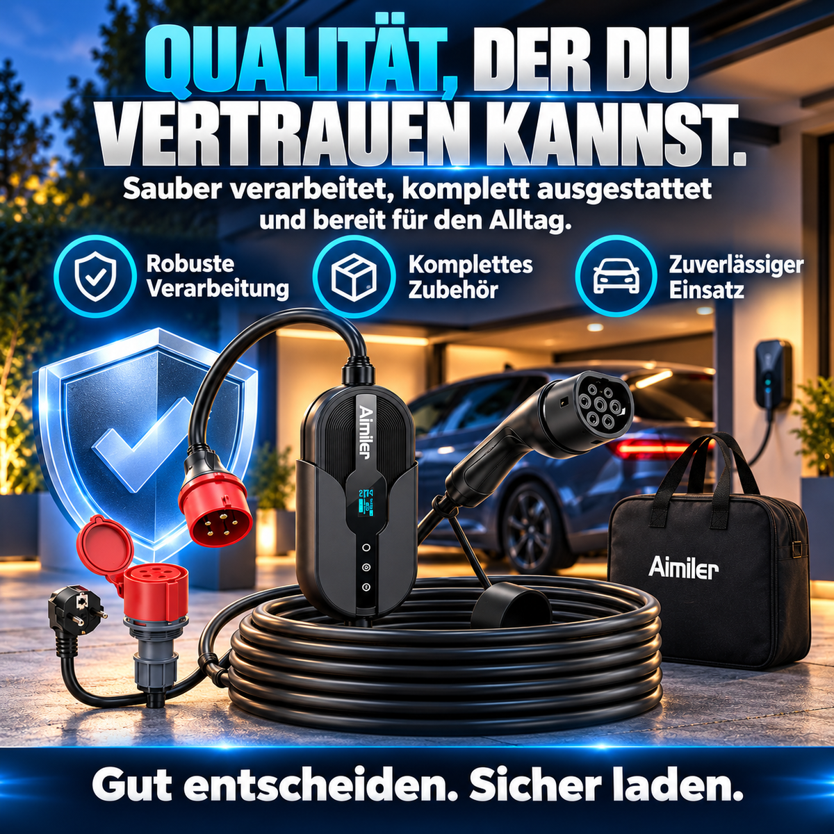 Mobile Wallbox für Elektroautos – Typ-2-Ladegerät mit App