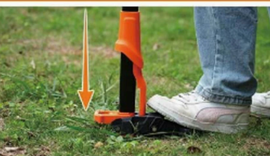 Step one position the weed puller