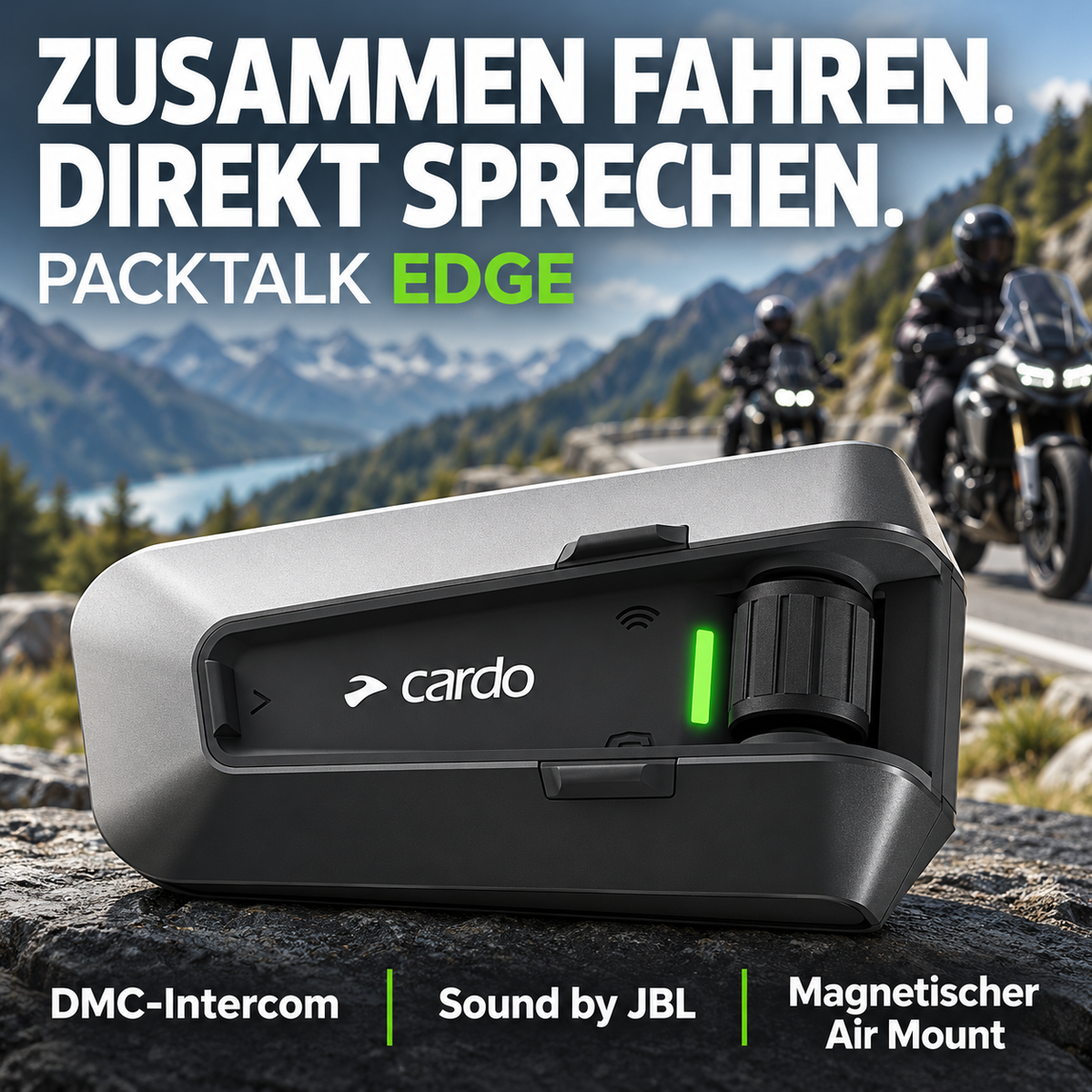 Cardo PACKTALK EDGE Motorrad-Headset – Bluetooth-Gegensprechanlage mit Mesh-Intercom und JBL-Sound