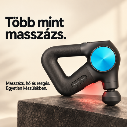 Masszázspisztoly hő- és rezgőfejjel – Öt sebességfokozat, cserélhető fejek és kényelmes fogás edzés utáni lazításhoz
