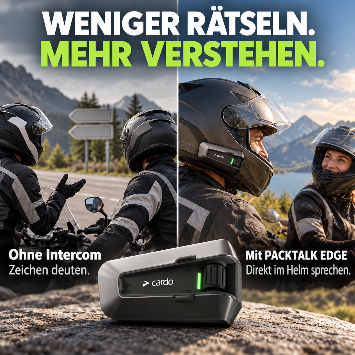 Cardo PACKTALK EDGE Motorrad-Headset – Bluetooth-Gegensprechanlage mit Mesh-Intercom und JBL-Sound