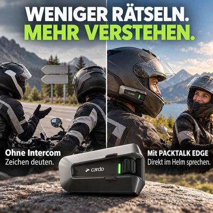 Cardo PACKTALK EDGE Motorrad-Headset – Bluetooth-Gegensprechanlage mit Mesh-Intercom und JBL-Sound