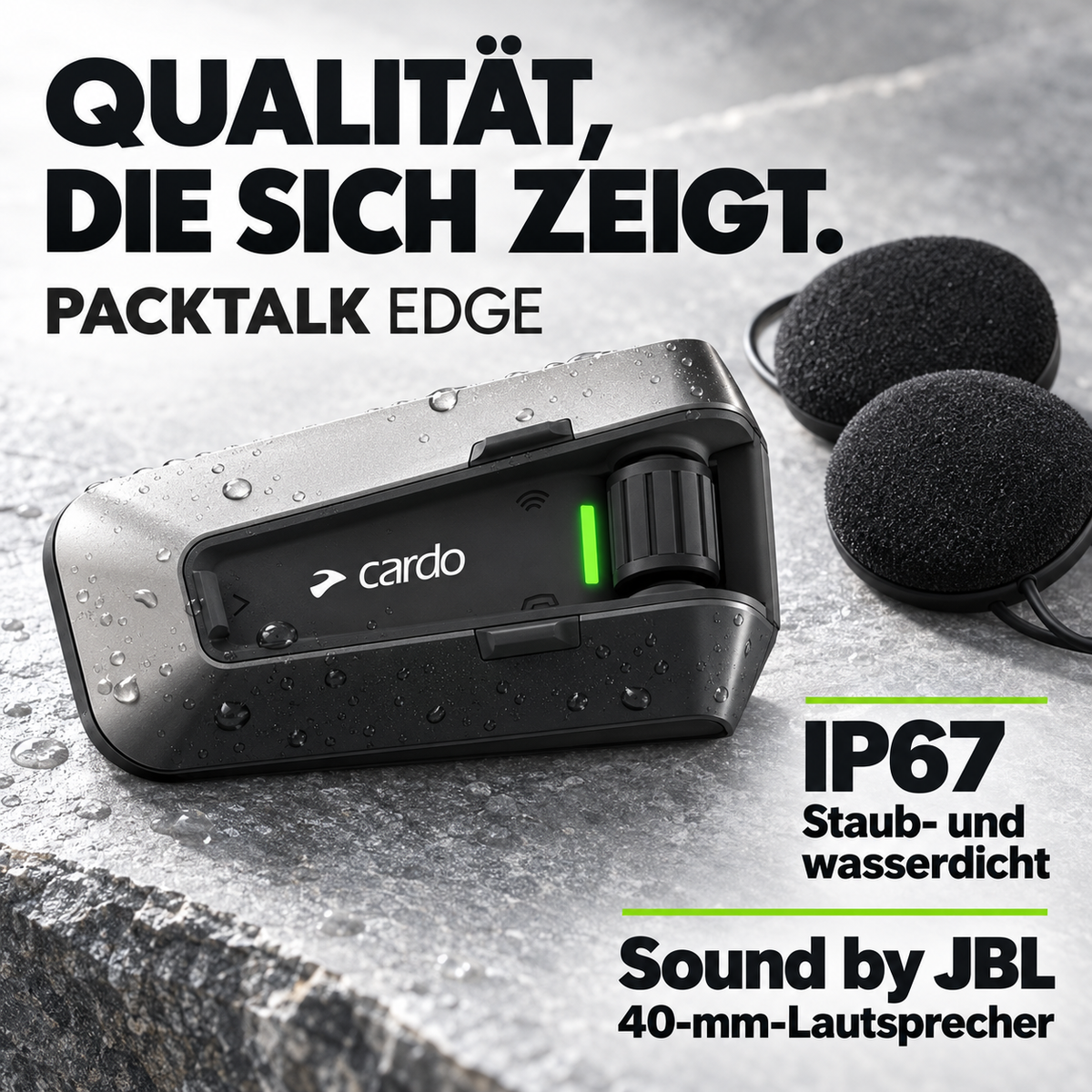 Cardo PACKTALK EDGE Motorrad-Headset – Bluetooth-Gegensprechanlage mit Mesh-Intercom und JBL-Sound