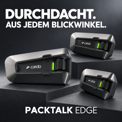 Cardo PACKTALK EDGE Motorrad-Headset – Bluetooth-Gegensprechanlage mit Mesh-Intercom und JBL-Sound