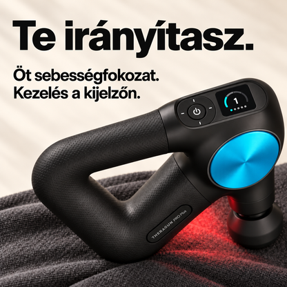 Masszázspisztoly hő- és rezgőfejjel – Öt sebességfokozat, cserélhető fejek és kényelmes fogás edzés utáni lazításhoz