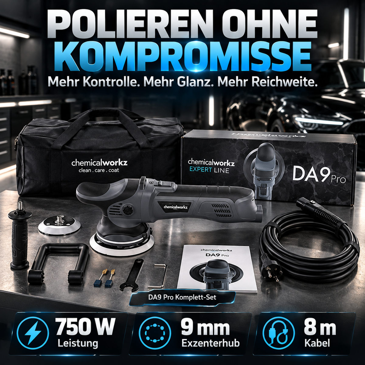 Exzenter-Poliermaschine – Set zur Autolackpflege