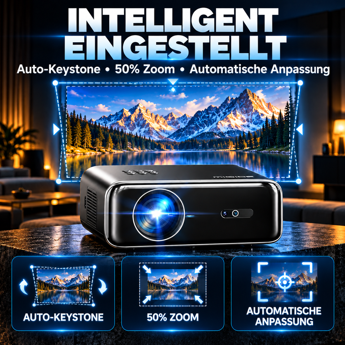 Smart Beamer – Heimkino-Projektor mit Autofokus und WLAN