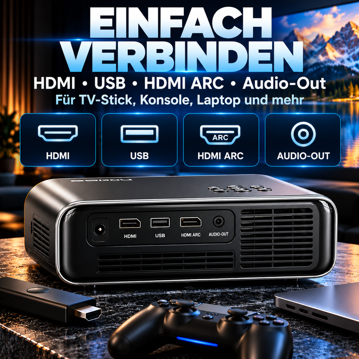 Smart Beamer – Heimkino-Projektor mit Autofokus und WLAN