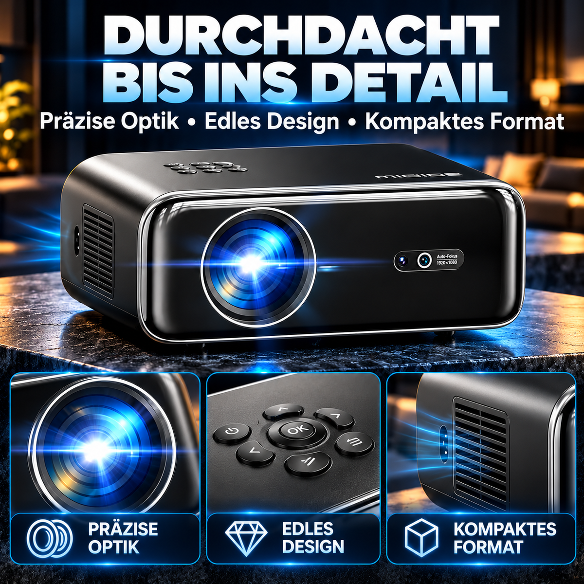 Smart Beamer – Heimkino-Projektor mit Autofokus und WLAN