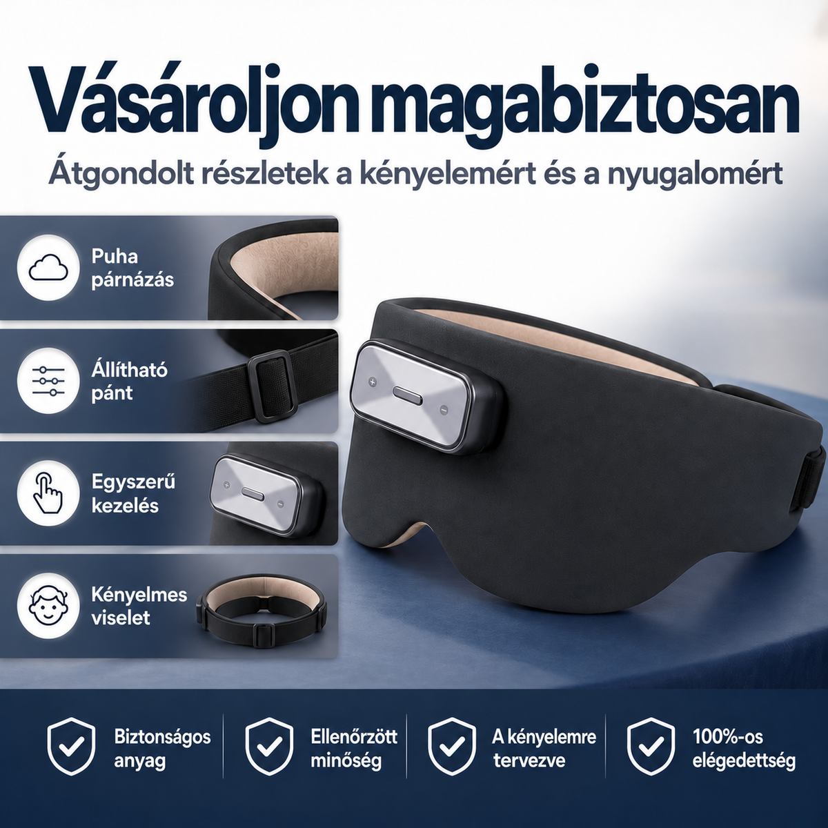 Okos alvómaszk – Kényelmes szemmaszk az esti pihenéshez és utazáshoz