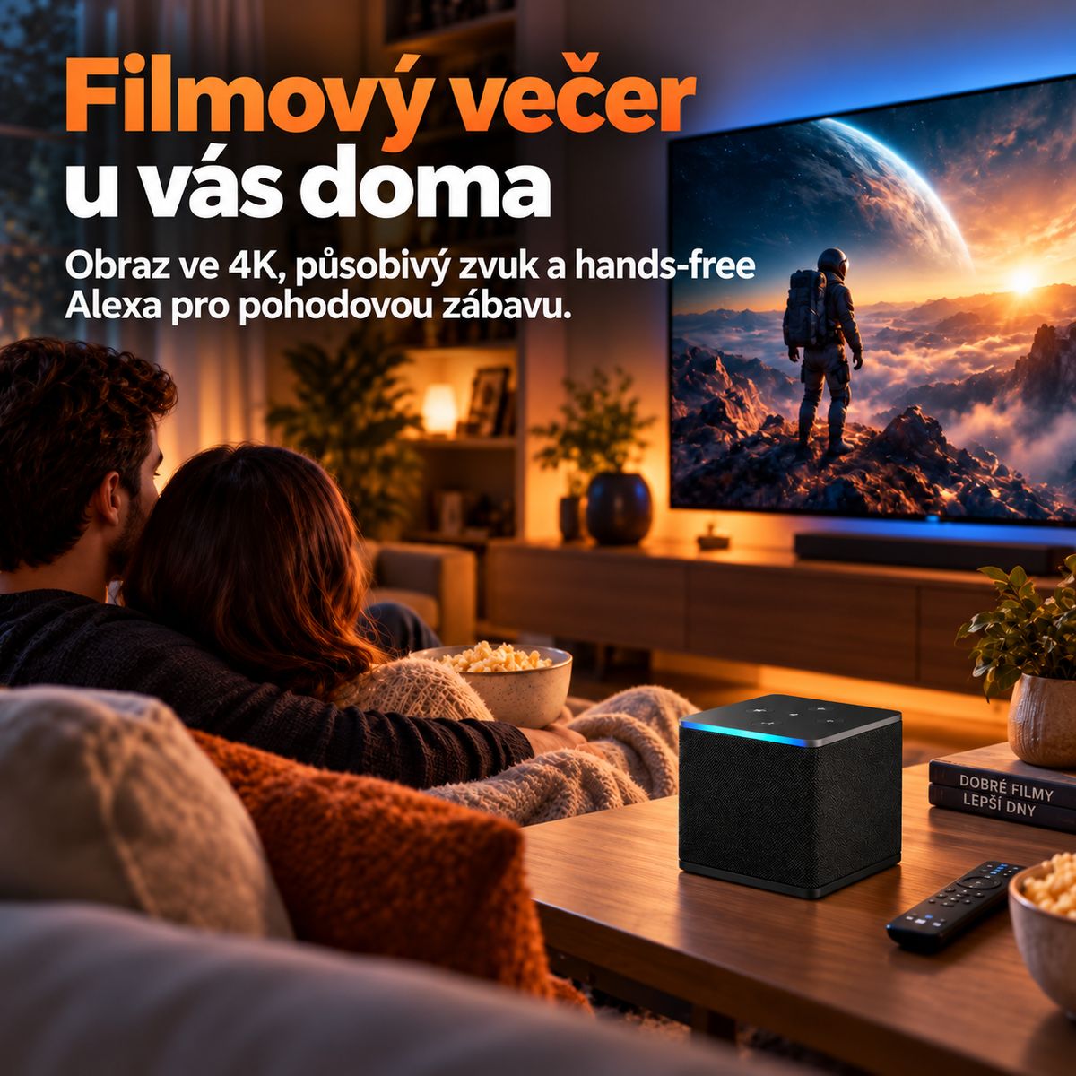 Zařízení pro streamování ve 4K s podporou Alexy – Fire TV Cube s Wi-Fi 6E a osmijádrovým procesorem