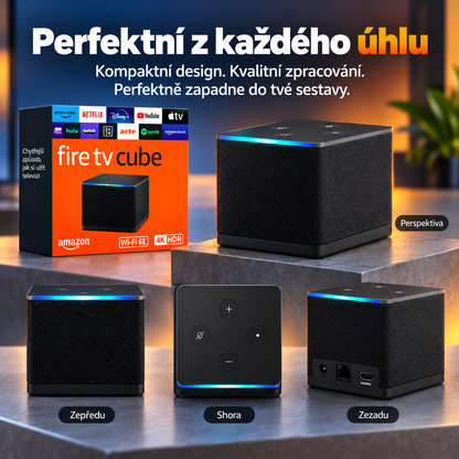 Zařízení pro streamování ve 4K s podporou Alexy – Fire TV Cube s Wi-Fi 6E a osmijádrovým procesorem