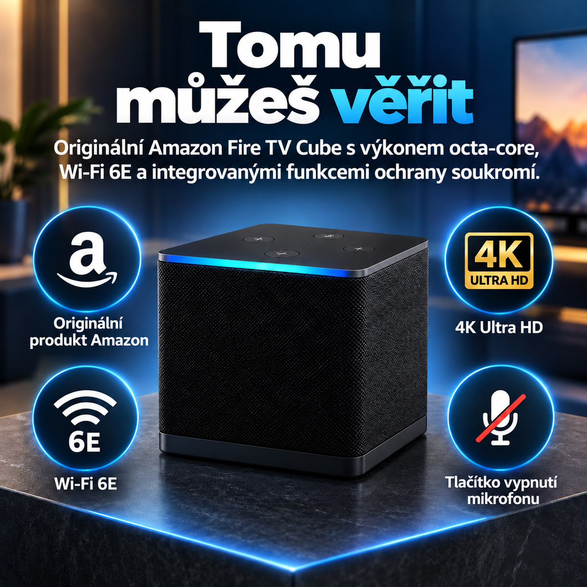 Zařízení pro streamování ve 4K s podporou Alexy – Fire TV Cube s Wi-Fi 6E a osmijádrovým procesorem
