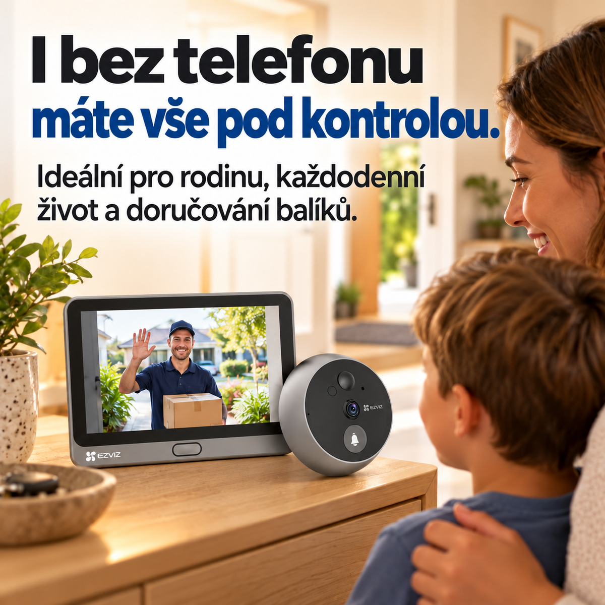 Digitální dveřní kukátko s kamerou EZVIZ CP4 – 4,3" displej, 1080p, 166°