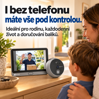 Digitální dveřní kukátko s kamerou EZVIZ CP4 – 4,3" displej, 1080p, 166°