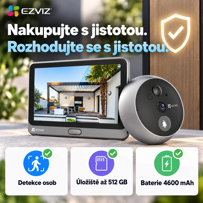 Digitální dveřní kukátko s kamerou EZVIZ CP4 – 4,3" displej, 1080p, 166°