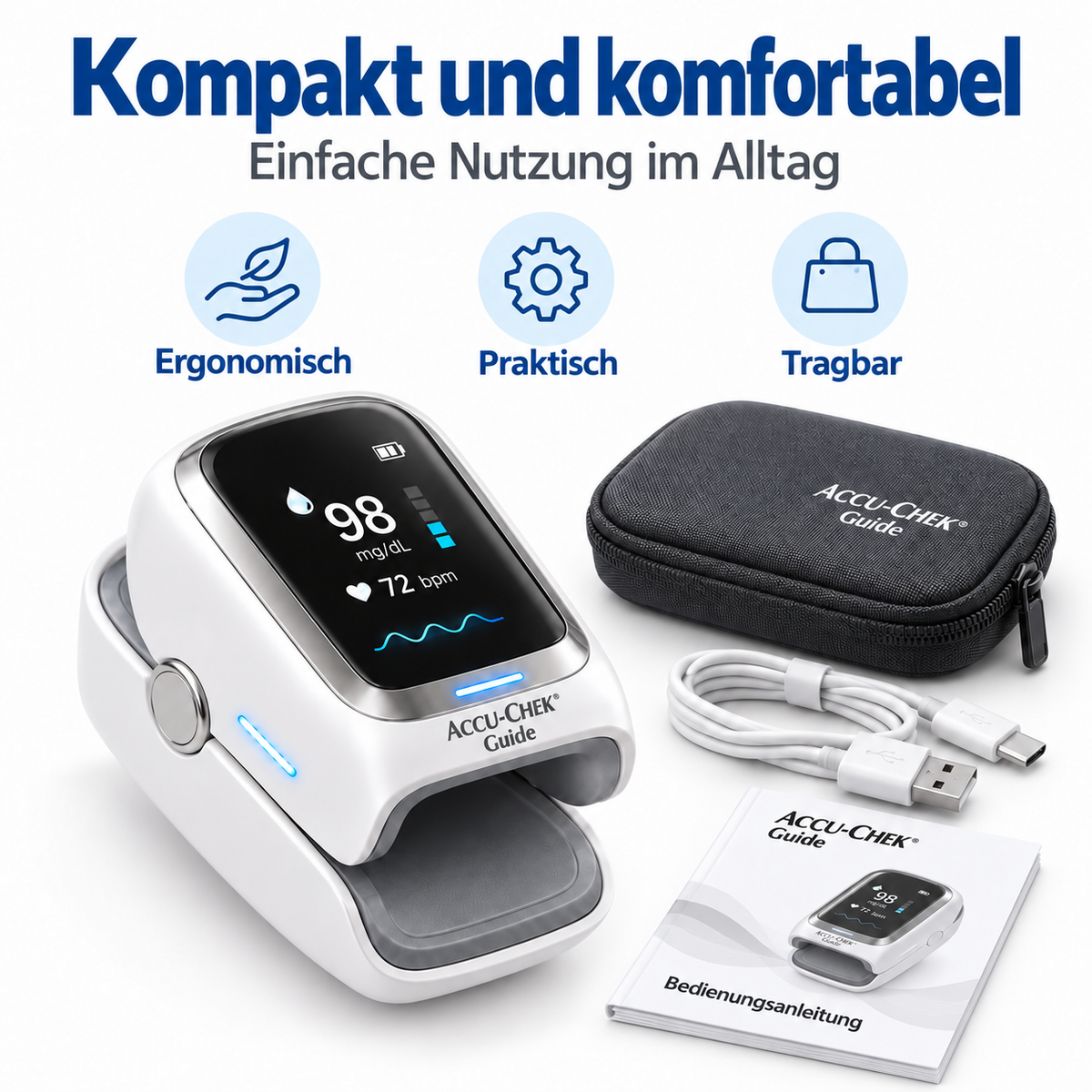 Kompaktes Blutzuckermessgerät für unterwegs