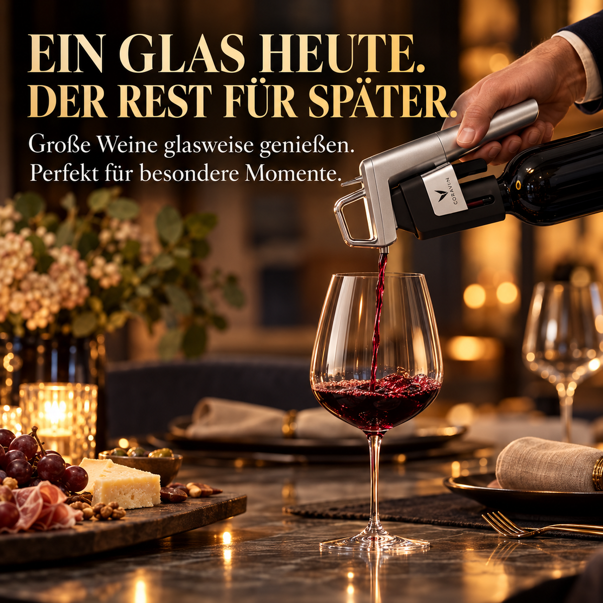 Weinausgießer mit Weinkonservierung – Wein ausschenken, ohne den Korken zu ziehen