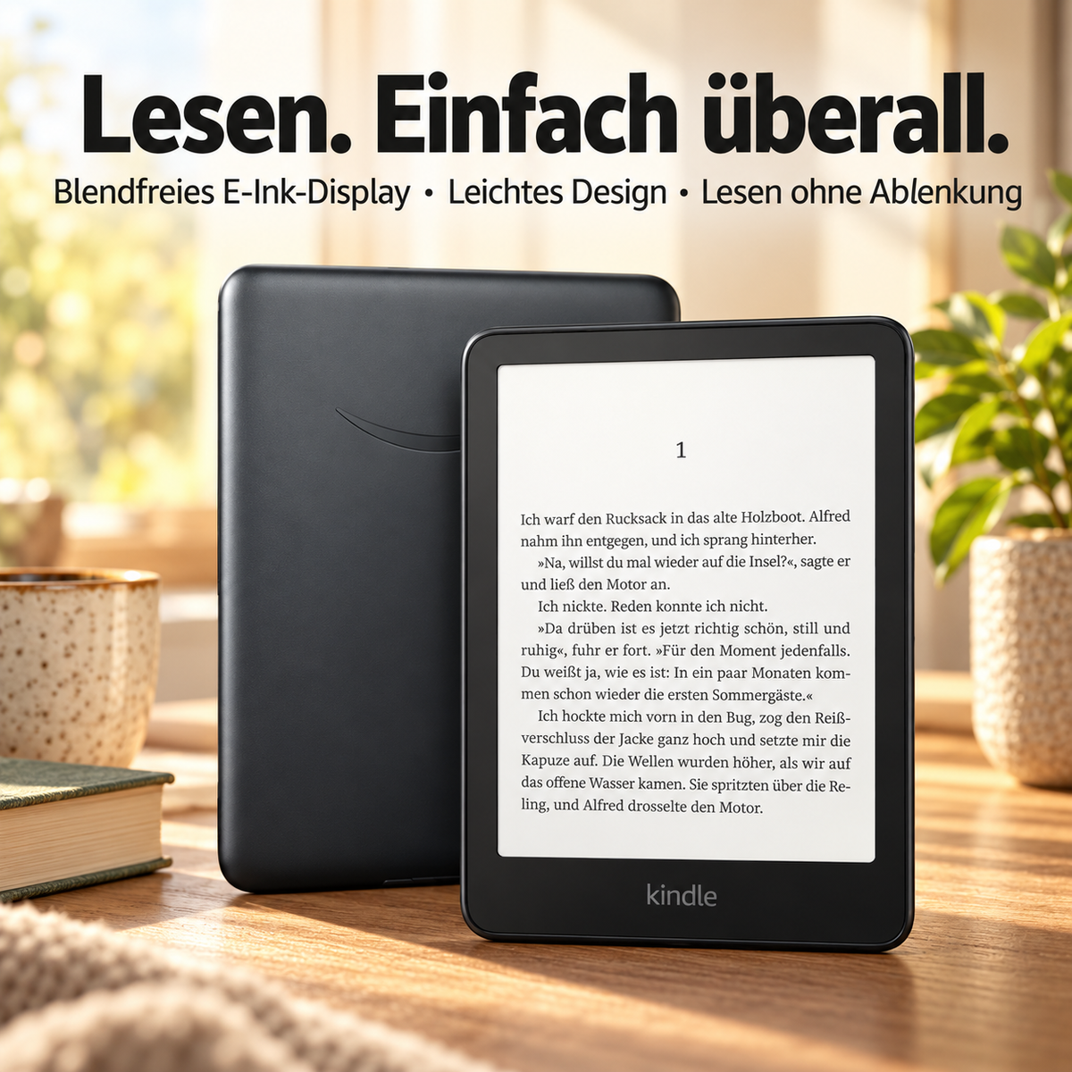 E-Book-Reader mit E-Ink-Touchdisplay – Blendarm lesen zu Hause und unterwegs
