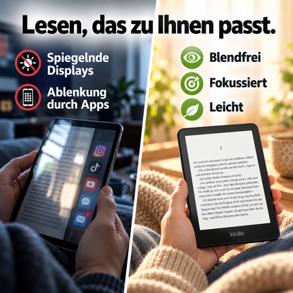E-Book-Reader mit E-Ink-Touchdisplay – Blendarm lesen zu Hause und unterwegs
