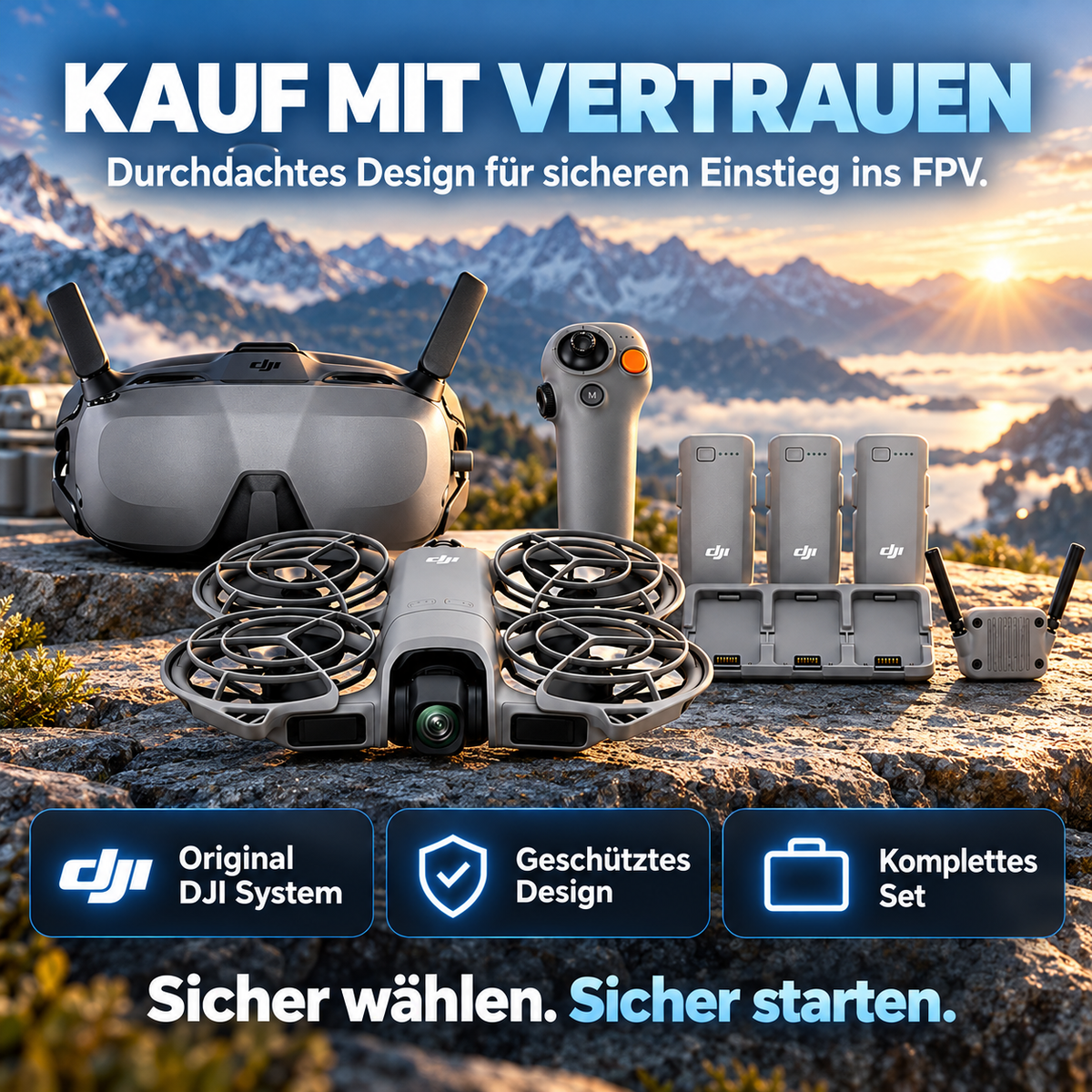 FPV-Drohne mit 4K-Kamera, Goggles 3 und Bewegungssteuerung