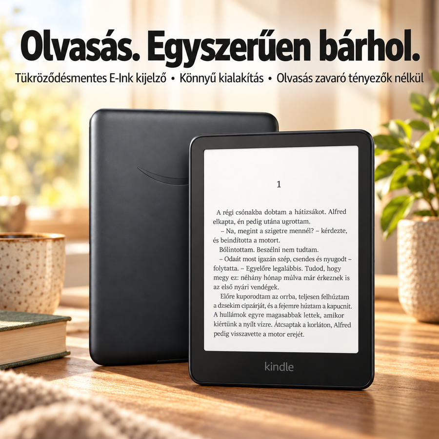E-könyv-olvasó e-papír kijelzővel – Érintőképernyő, állítható világítás és könnyű kialakítás olvasáshoz, utazáshoz