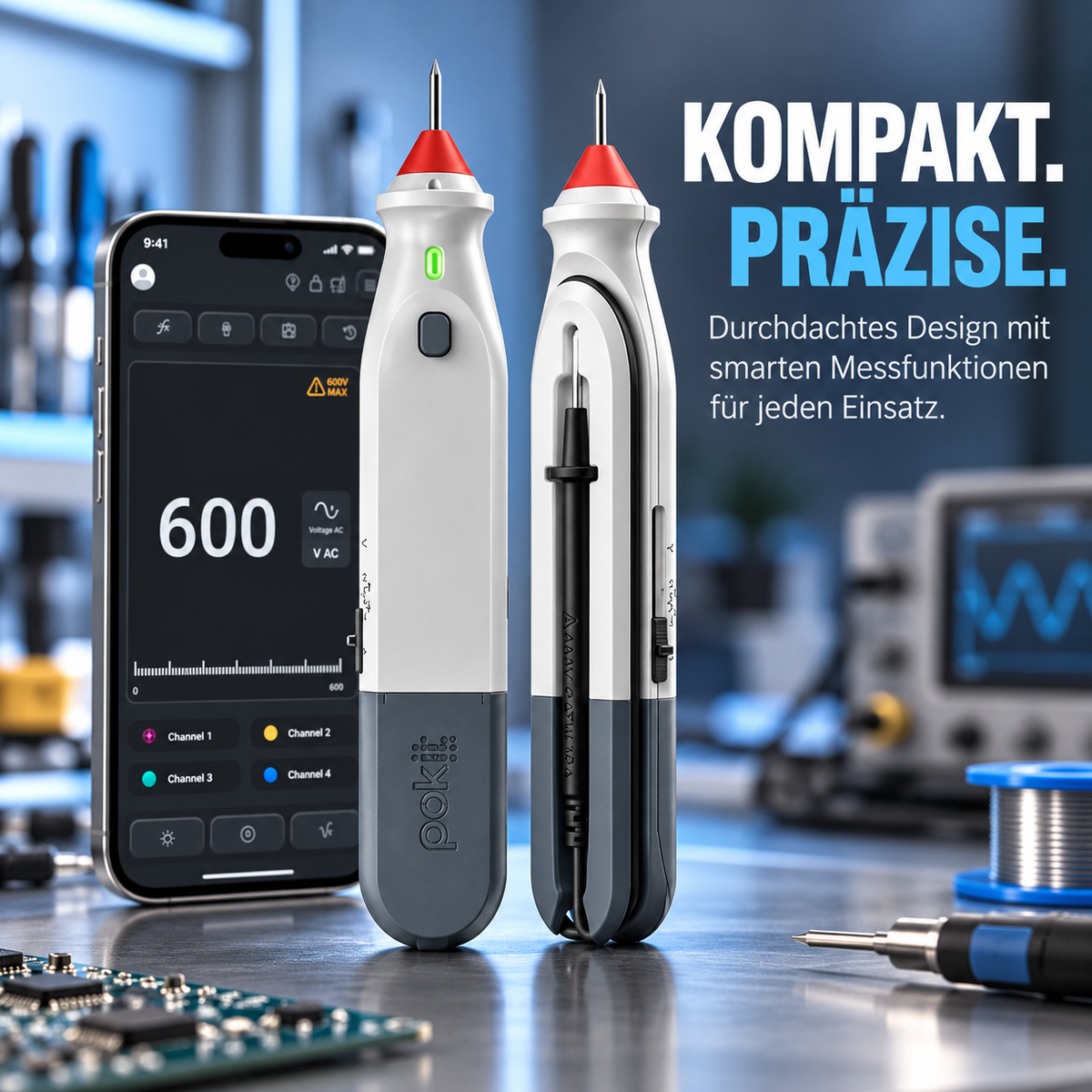 Smartes Digital-Multimeter mit App – Kabellos Spannung, Strom und Widerstand messen, Signale analysieren und Messdaten aufzeichnen