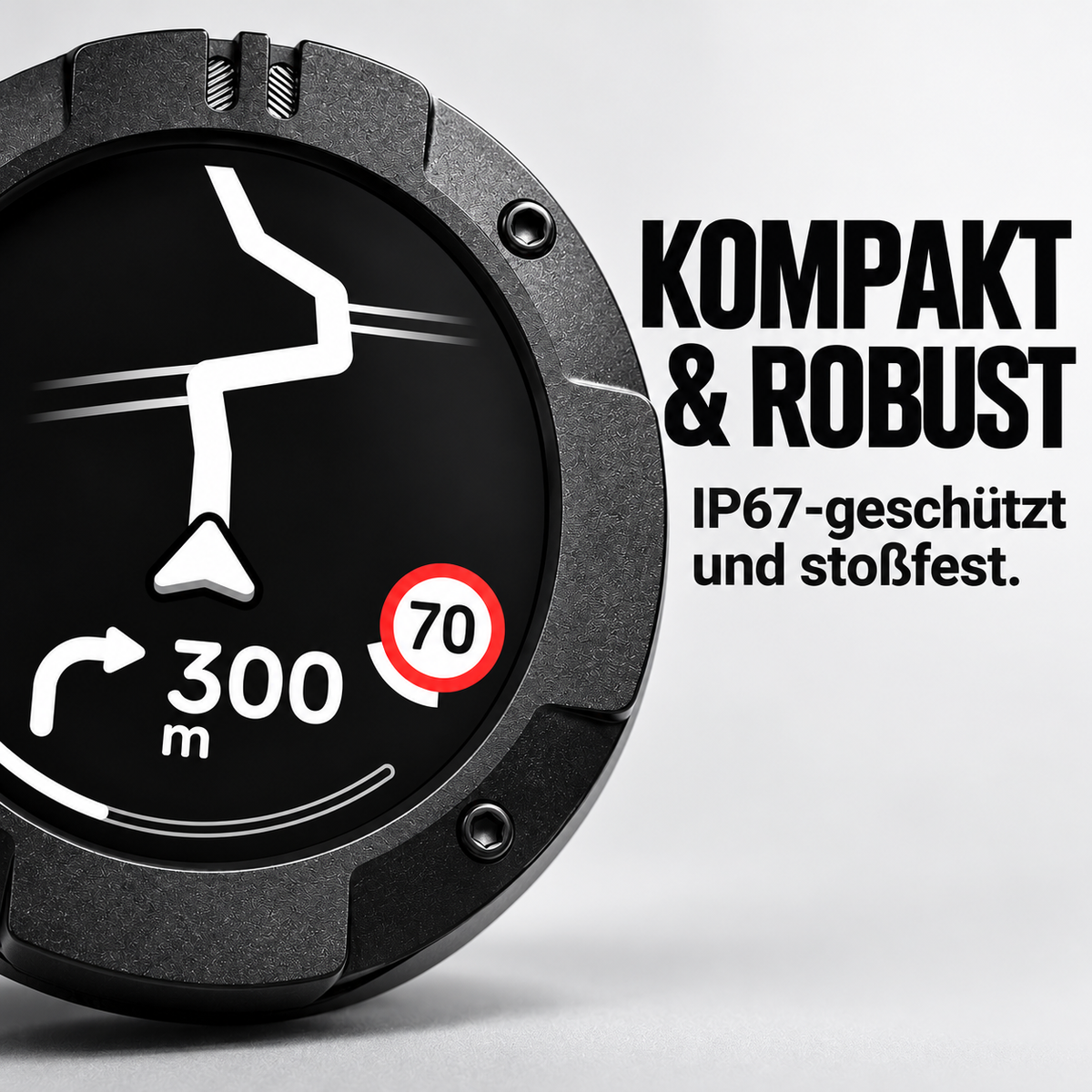 Motorrad-Navigationsgerät – Routenplanung, klare Abbiegehinweise, Tacho und Kompass für entspannte Touren