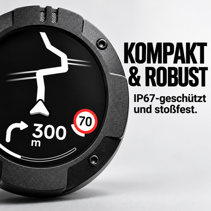 Motorrad-Navigationsgerät – Routenplanung, klare Abbiegehinweise, Tacho und Kompass für entspannte Touren