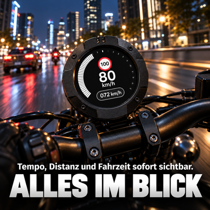 Motorrad-Navigationsgerät – Routenplanung, klare Abbiegehinweise, Tacho und Kompass für entspannte Touren