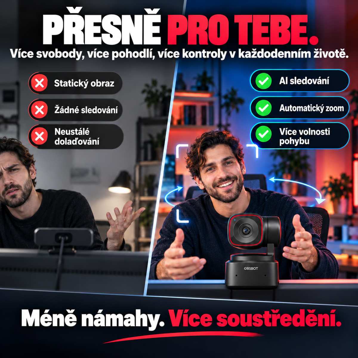 4K webkamera s AI sledováním – Automatické rámování, ovládání gesty a gimbal pro videohovory a streamování
