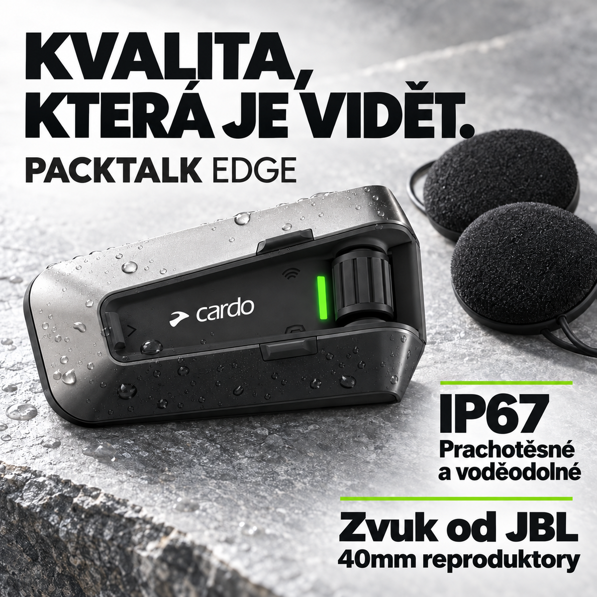 Motocyklový Bluetooth interkom – Skupinová komunikace, hlasové ovládání a voděodolné provedení na cesty