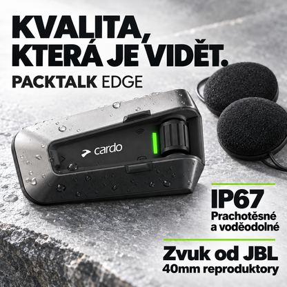 Motocyklový Bluetooth interkom – Skupinová komunikace, hlasové ovládání a voděodolné provedení na cesty