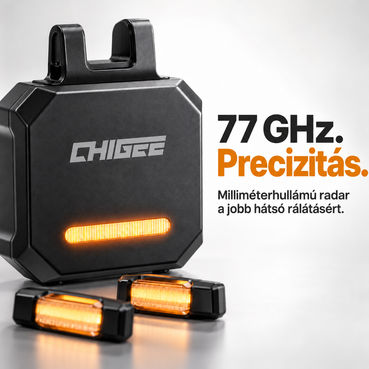 Motoros holttérfigyelő radar – 77 GHz-es érzékelés, LED-jelzések és hátsó ütközésveszélyre figyelmeztetés