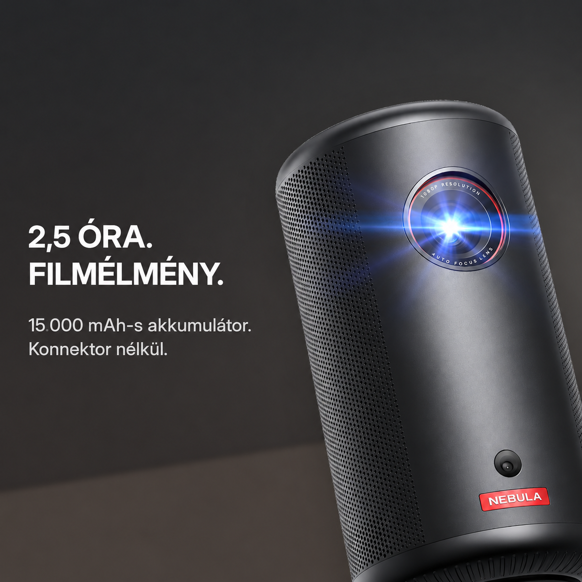 Hordozható Full HD lézerprojektor – Beépített akkumulátor, autofókusz és Android TV otthoni és szabadtéri mozizáshoz
