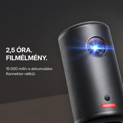 Hordozható Full HD lézerprojektor – Beépített akkumulátor, autofókusz és Android TV otthoni és szabadtéri mozizáshoz
