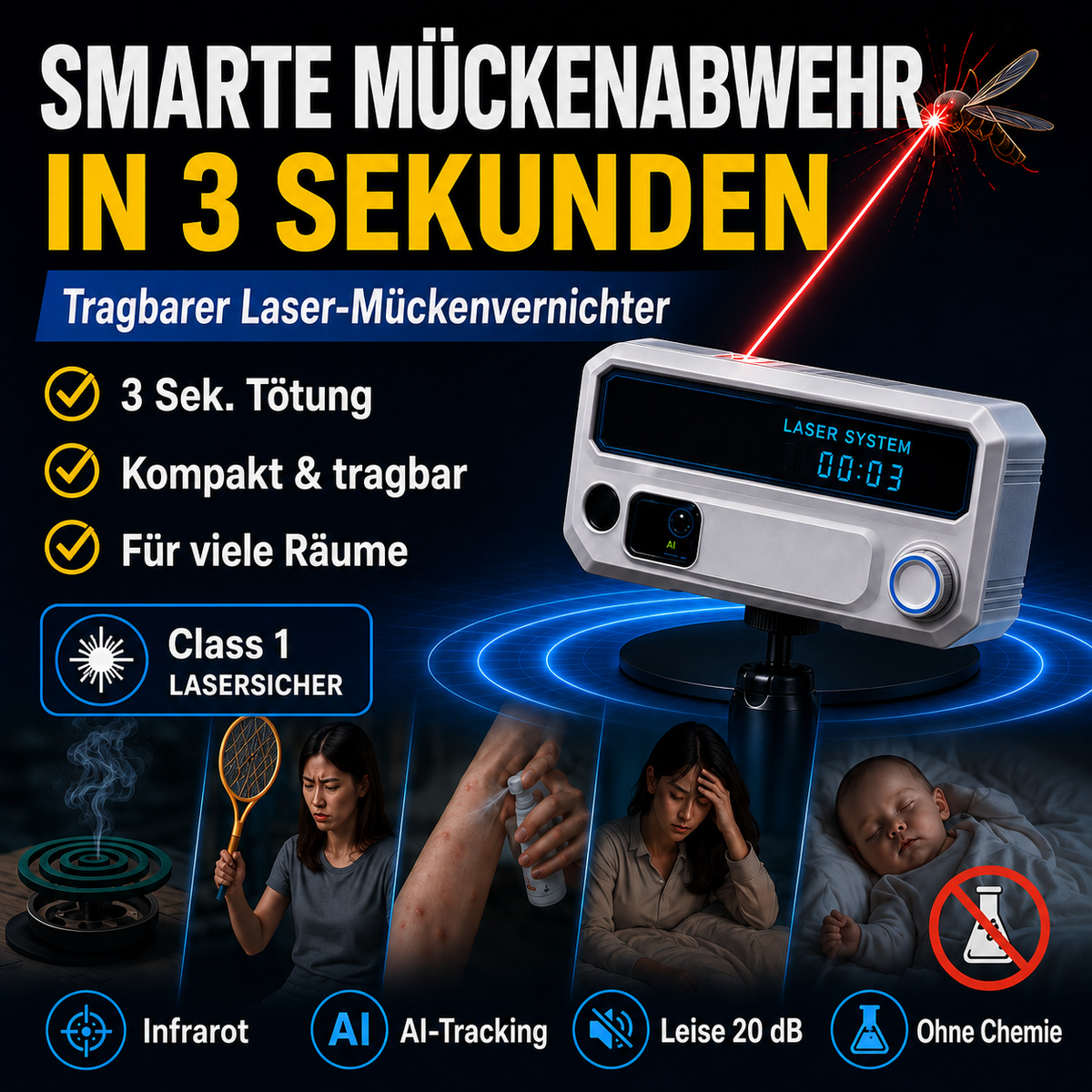 Mückenabwehrgerät – Intelligentes Laser-System gegen Mücken