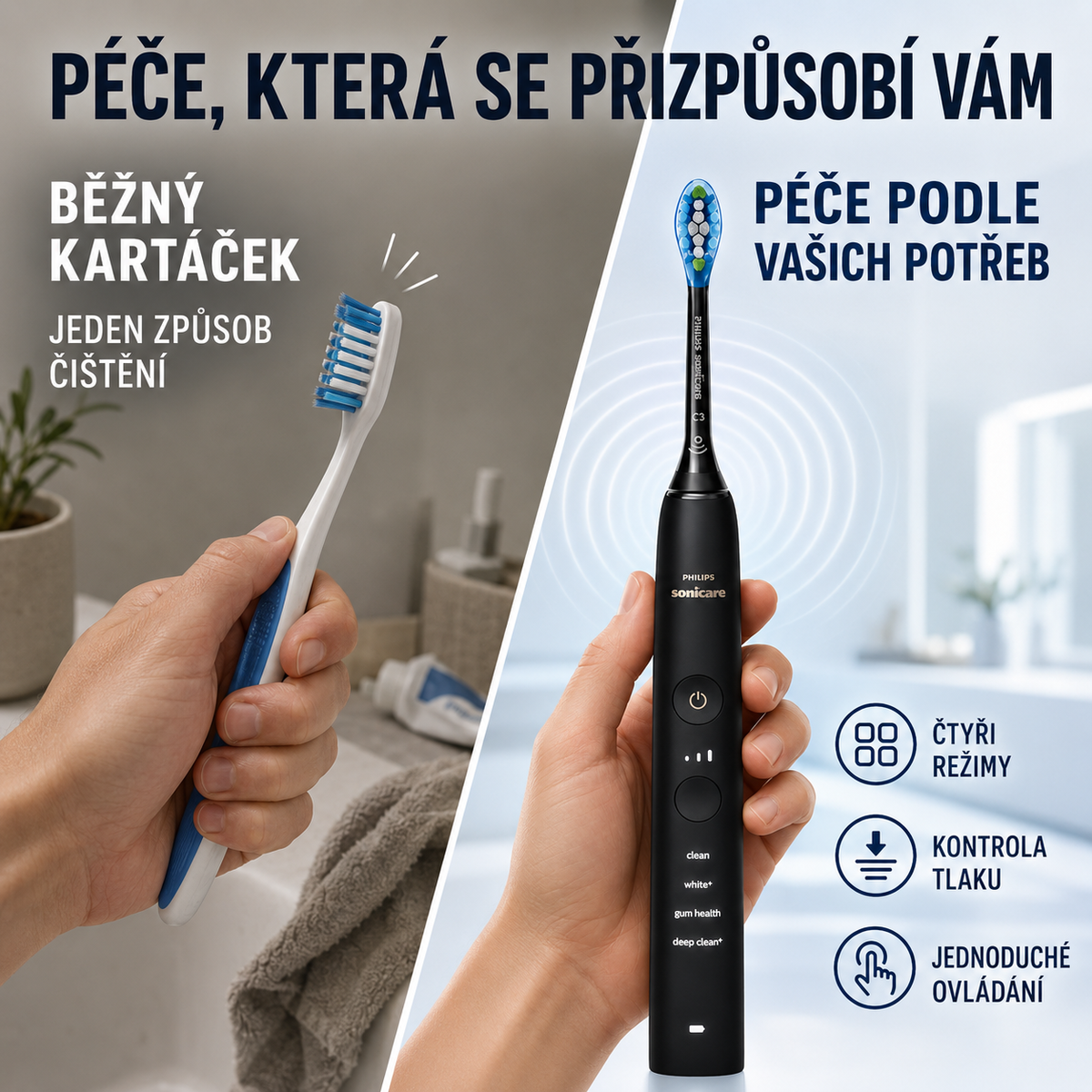 Fogfehérítő szónikus elektromos fogkefe – mélytisztítás, elszíneződések eltávolítása, újratölthető kialakítás, cserélhető fej és utazótok