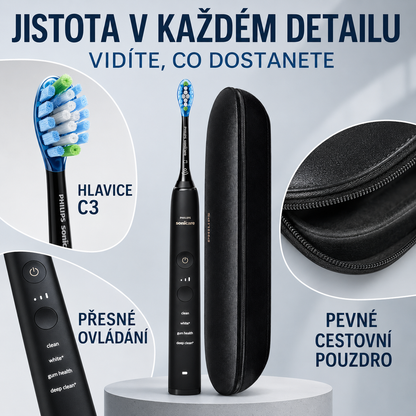 Fogfehérítő szónikus elektromos fogkefe – mélytisztítás, elszíneződések eltávolítása, újratölthető kialakítás, cserélhető fej és utazótok