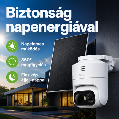 Napelemes kültéri biztonsági kamera – 4K kép, 360°-os nézet és WiFi otthoni megfigyeléshez