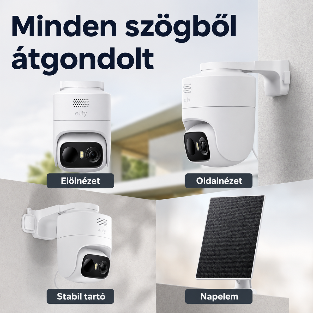 Napelemes kültéri biztonsági kamera – 4K kép, 360°-os nézet és WiFi otthoni megfigyeléshez