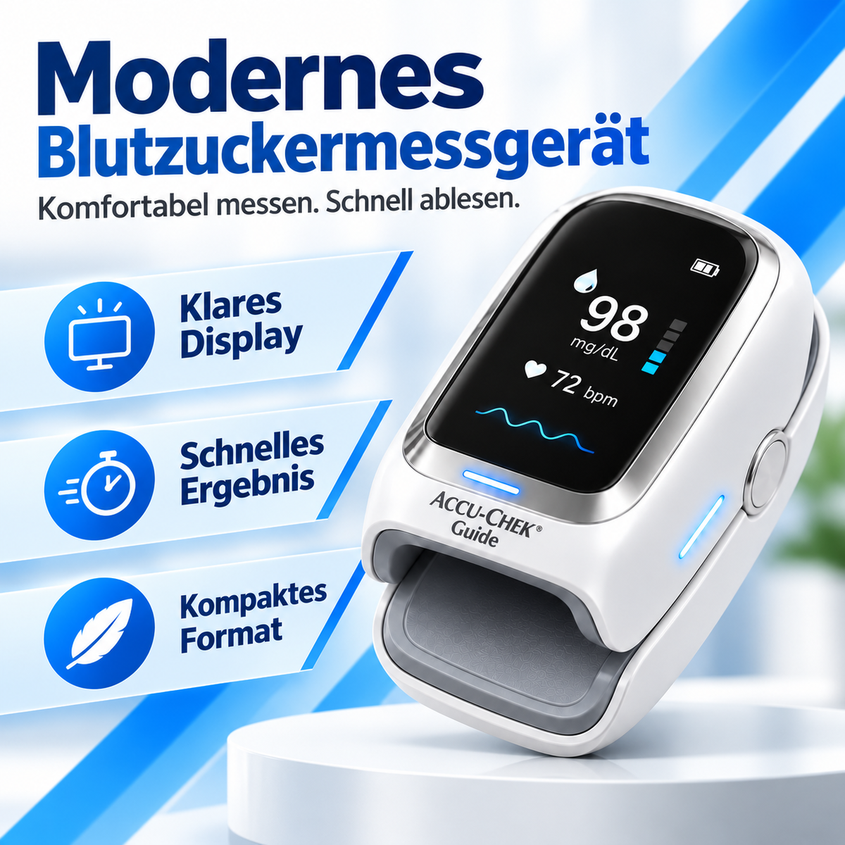 Kompaktes Blutzuckermessgerät für unterwegs