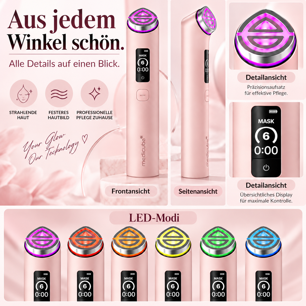 LED Gesichtspflegegerät – 7 Lichtmodi für die Beauty-Routine