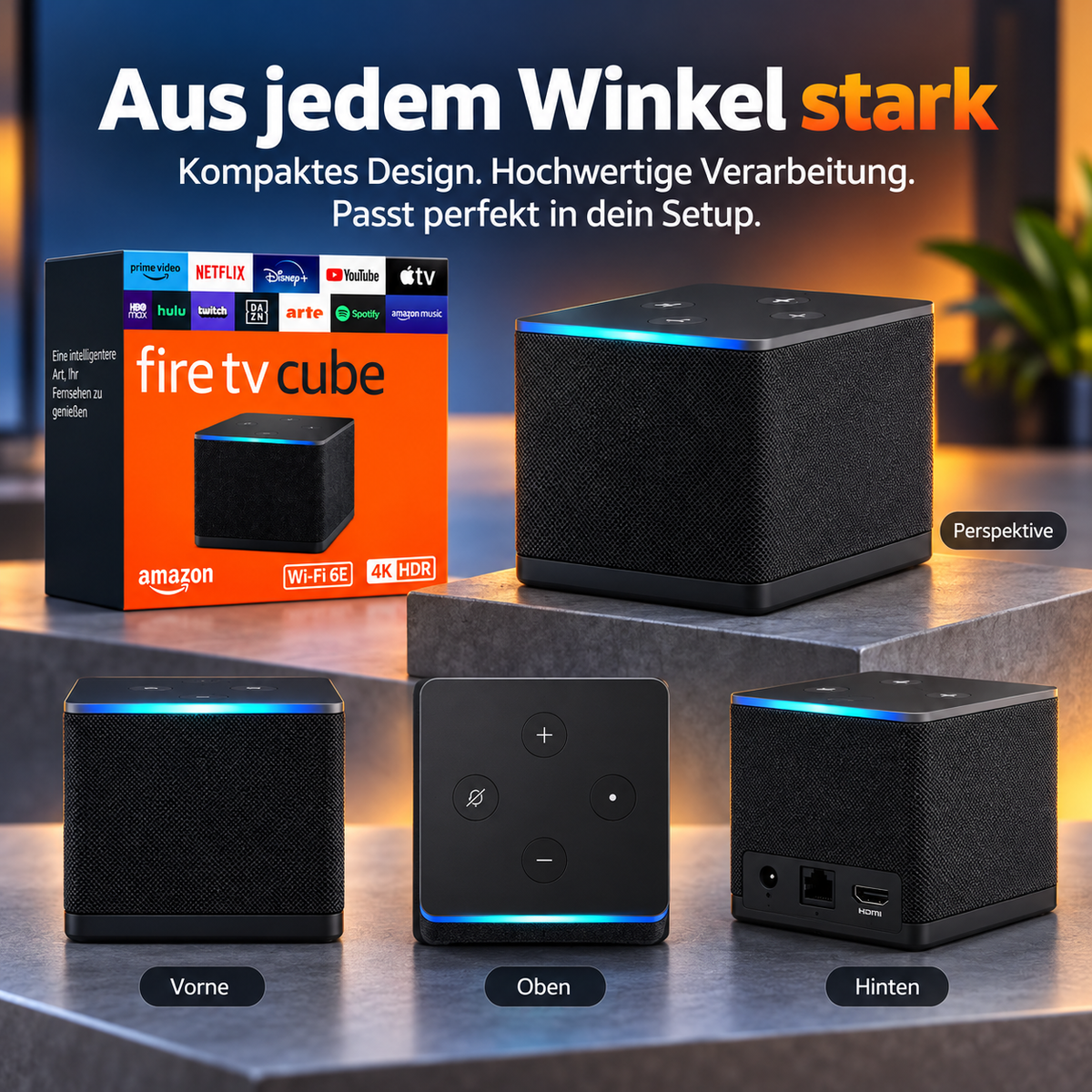 4K Streaming Box mit Alexa – Fire TV Cube mit WLAN 6E und Octa-Core Prozessor