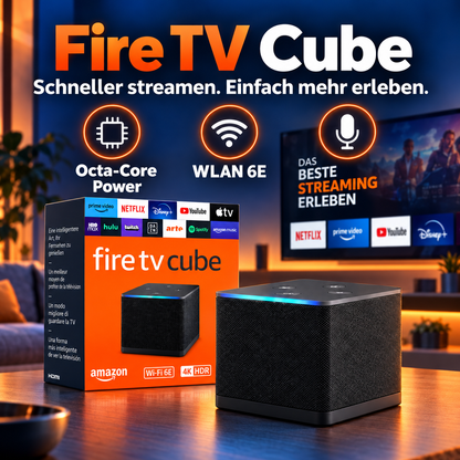 4K Streaming Box mit Alexa – Fire TV Cube mit WLAN 6E und Octa-Core Prozessor