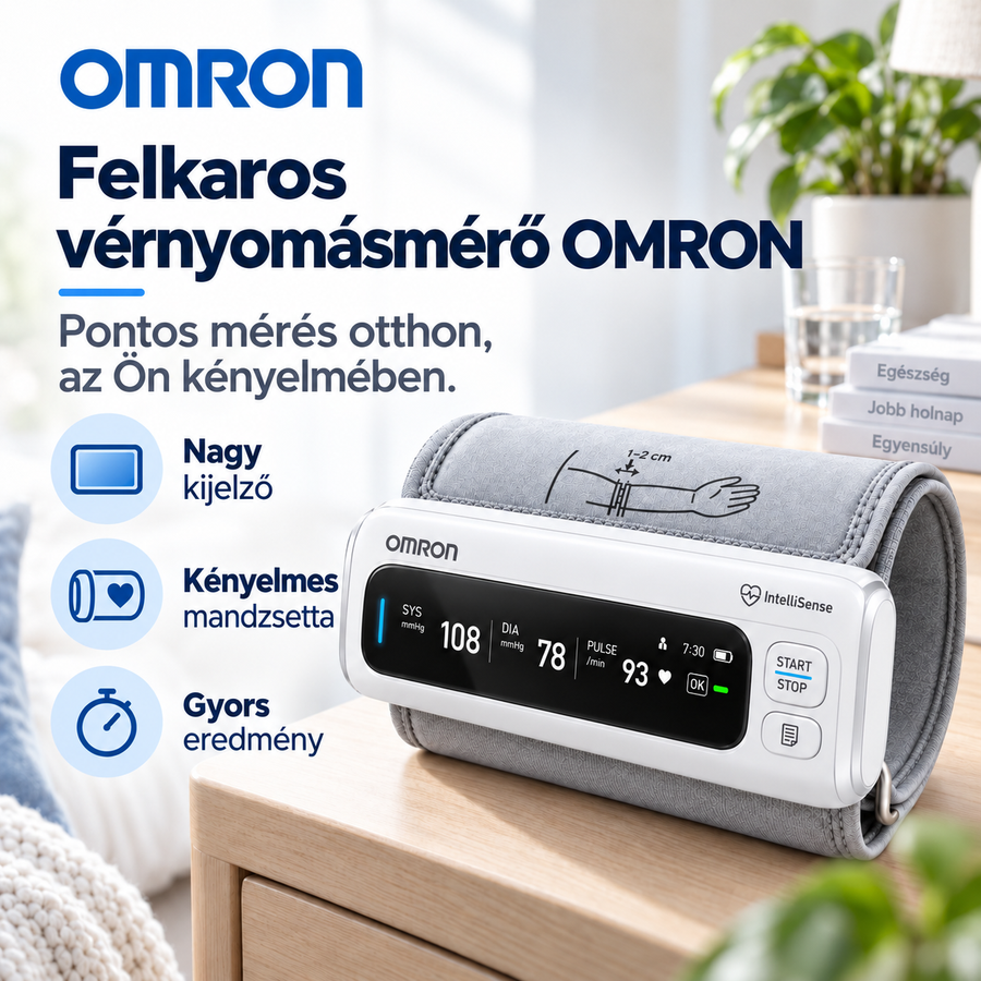 Digitális felkaros vérnyomásmérő – Jól olvasható kijelző és pulzusmérés otthoni ellenőrzéshez