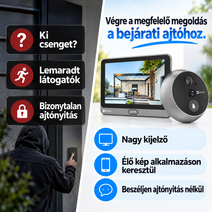 EZVIZ CP4 digitális kitekintő kamera – 4,3"-os kijelző, 1080p, 166°