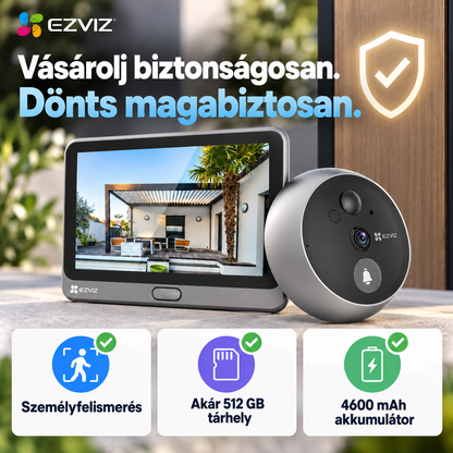 EZVIZ CP4 digitális kitekintő kamera – 4,3"-os kijelző, 1080p, 166°