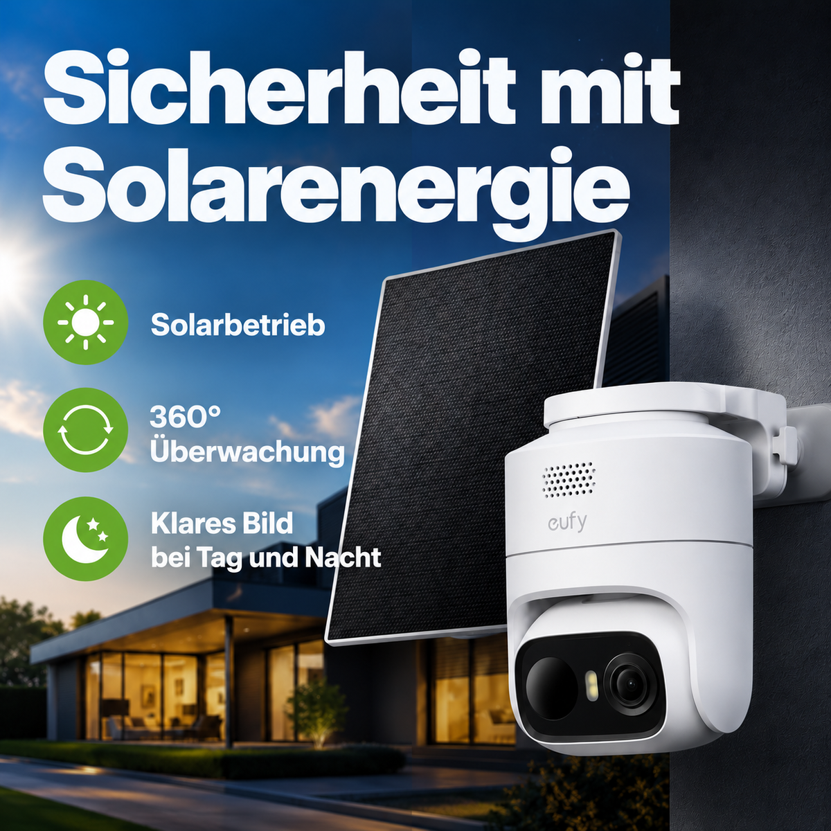 Solarbetriebene Überwachungskamera – Smarte WLAN-Kamera für den Außenbereich