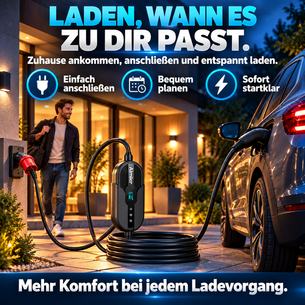 Mobile Wallbox für Elektroautos – Typ-2-Ladegerät mit App